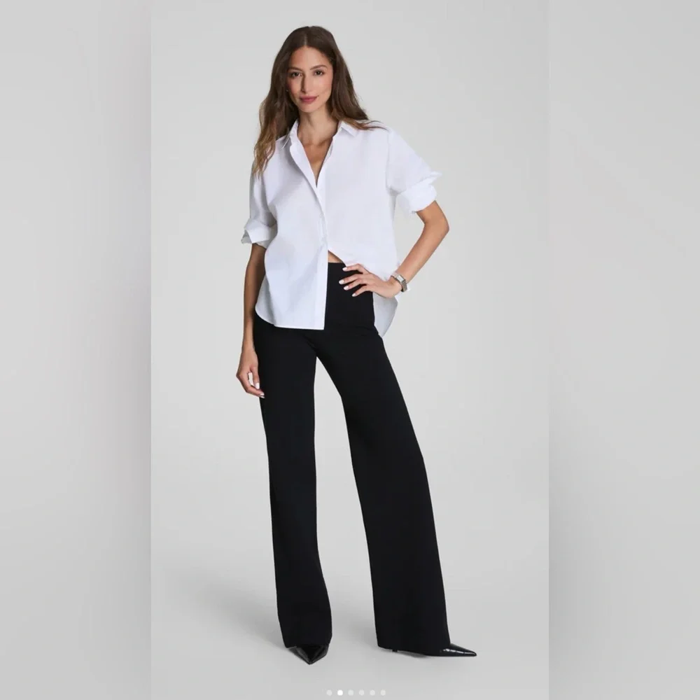 SPANX black wide leg pull on pants size 1x EUC smooth ponte trouser - Picture 1 of 7